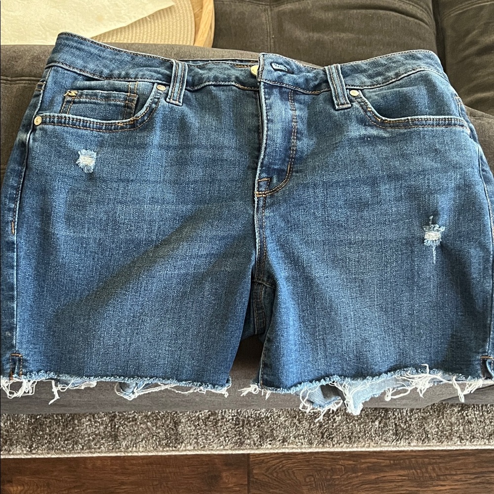 Seven7 Women's Blue Distressed Denim Shorts